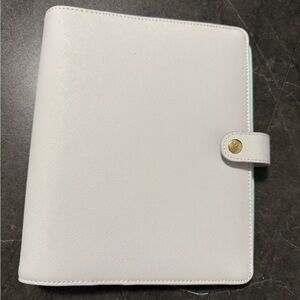Kikki K Gray Leather Planner with Gold Button